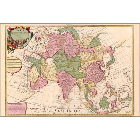 24"x36" Gallery Poster, map of asia 1700 in french p1