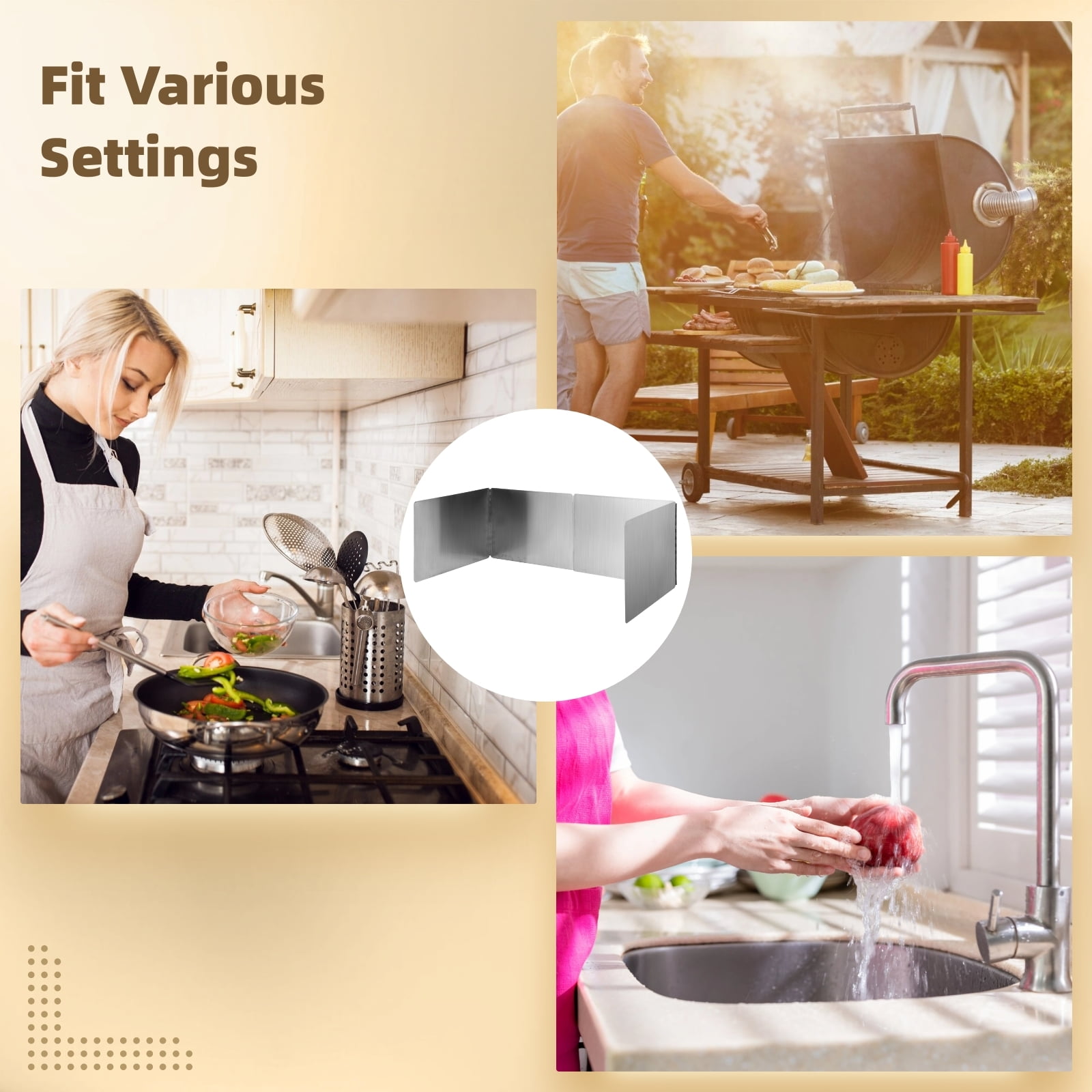 2 Pcs Grease Splatter Guards, 2-Sided Oil Splash Boards for Stove, Foldable Stainless Steel Backsplash, Anti-grease Frying Pan Splatter Guards, Cooking Heat Insulation Boards, 15.7×15.7×11.8"