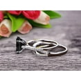 thumbnail image 3 of 2.50 Carat Oval Shape Black Diamond Moissanite Engagement Ring Bridal Ring 10k White Gold Curved Loop Infinity Matching Band, 3 of 5