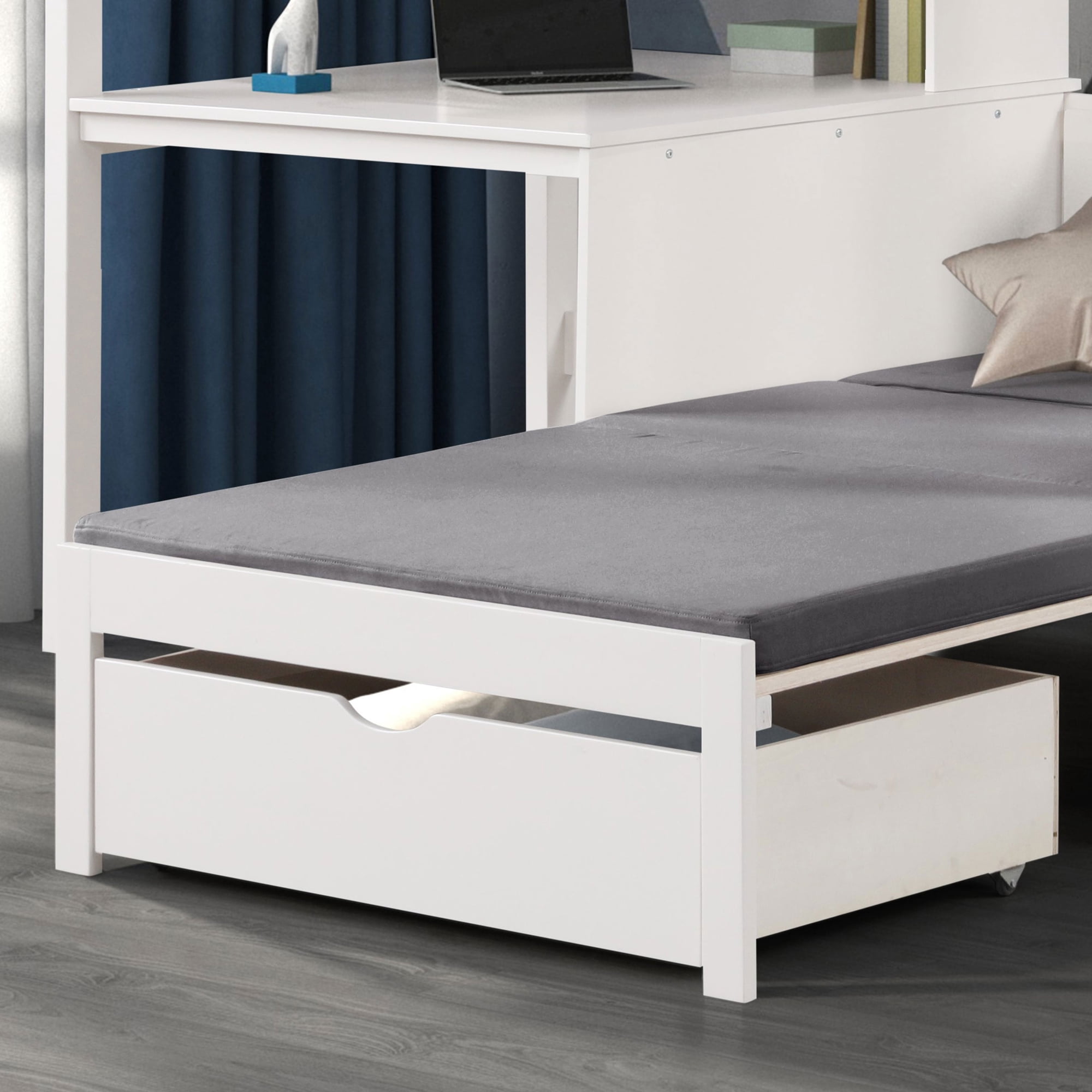 Furniture of America Averly Modern Solid Wood Twin Loft Bed, White