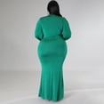 thumbnail image 5 of AURA Women Plus Size V Neck Irregular Dress Long Sleeve Sexy Party Night Dress, 5 of 6