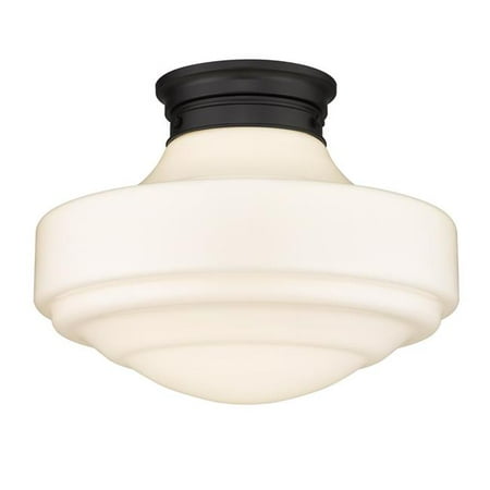 

Golden Lighting 0508-LSF BLK-VMG Ingalls Semi-Flush Matte Black & Vintage Milk Glass - Large