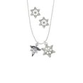 thumbnail image 2 of Delight Jewelry Silvertone Caduceus - MD Silver tone Snowflake Charm Necklace and Stud Earrings, 2 of 4
