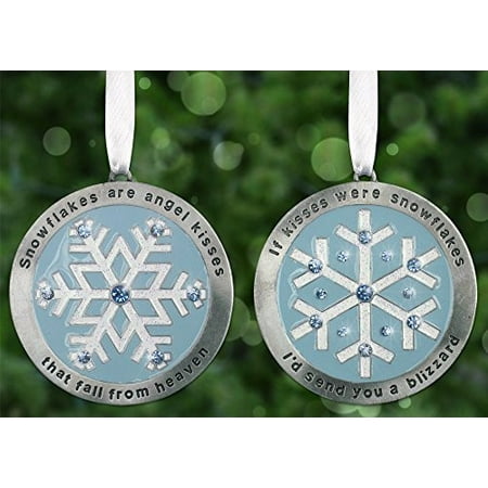 Christmas Gifts And Decorations Snowflake Ornaments - Set of 2 Ornaments - Engraved Ornaments with Jewels and Snowflakes - Christmas Gift - Christmas Decorations ()