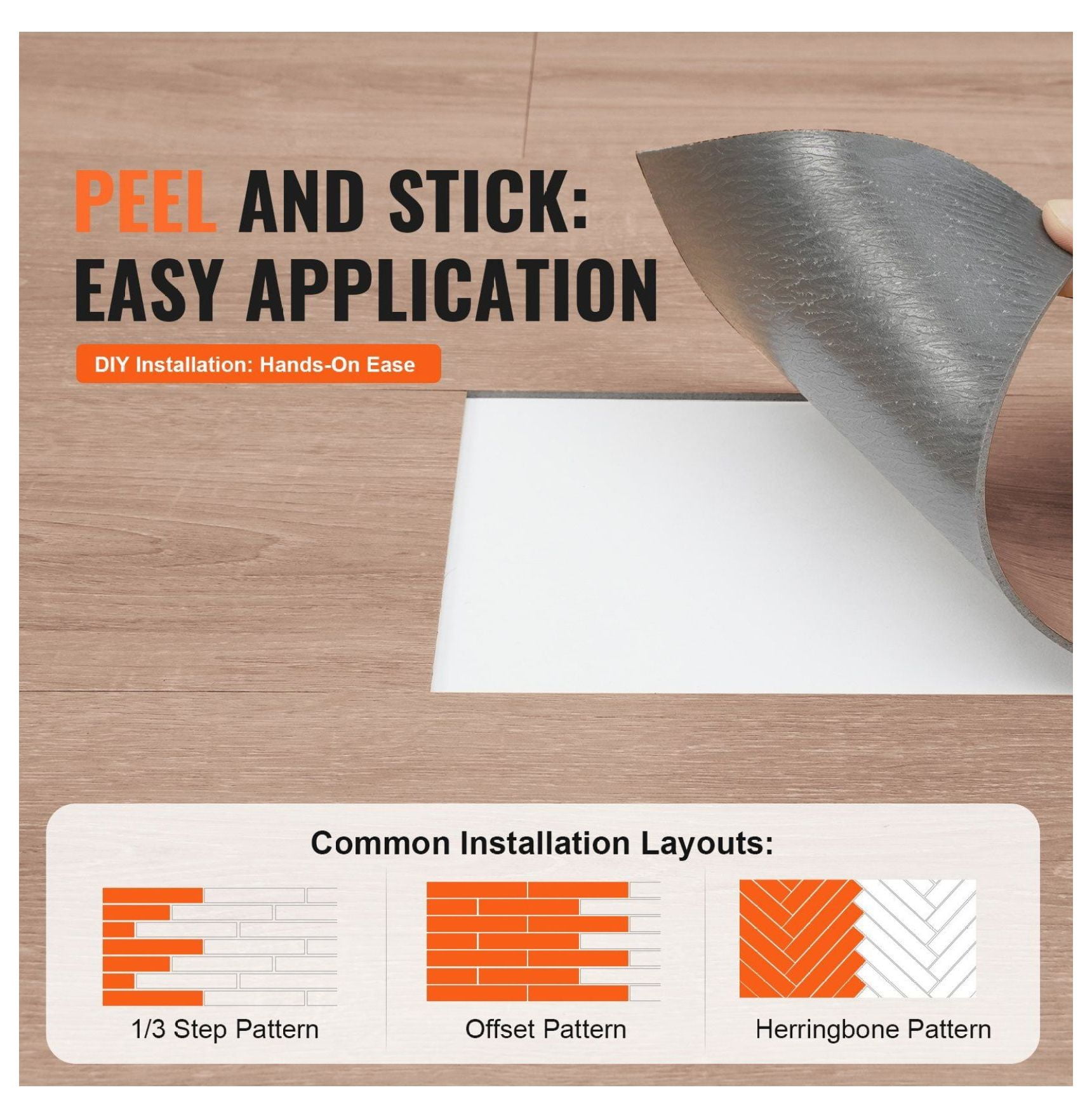 Peel and Stick Floor Tiles 36x6 inch, 36 Pack Wood Grain Vinyl Flooring, 2.5mm Thick Self Adhesive Tiles for Kitchen, Bathroom, Bedroom, DIY Home Decor