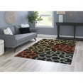 thumbnail image 3 of Linon Trio Open Flowers Polyester 8'x10" Area Rug in Chocolate & Pumpkin, 3 of 5
