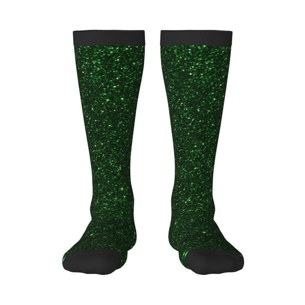 Balery Emerald Green Sparkling Calcetines novedosos Calcetines deportivos Calcetines hasta la rodilla Calcetines de algodón Calcetines originales y geniales