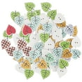 thumbnail image 3 of 100Pcs Leaf Shaped Painting Buttons Mixed Wood Craft Buttons Assorted Bulk Buttons for DIY, 3 of 14