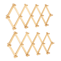 2 Pack Wooden Wall Hanger, Expandable Coat Rack Accordion Wall Hanger with 13 Peg Hooks for Hanging Storage Clothes, Hats, Caps, Scarves, Purses, Mug, Towels, Umbrella, Accessories