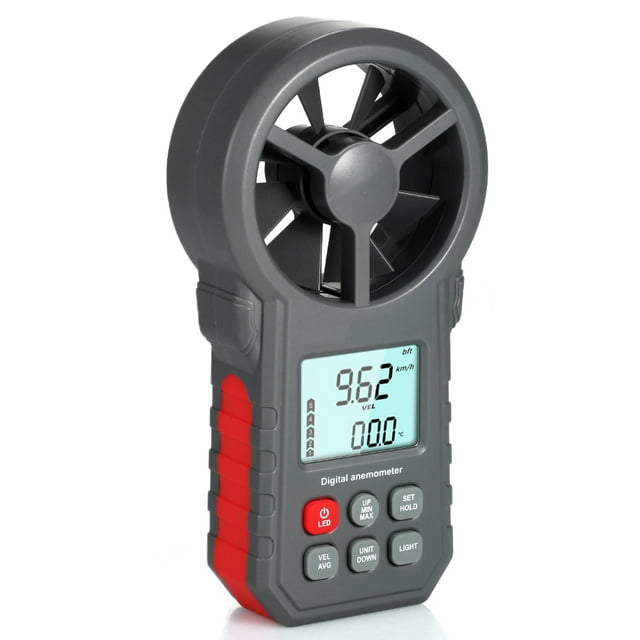 Professional LCD Digital Anemometer Wind Speed Meter Wind Speed/Air Velocity/Air Temperature Test Tool Wind Speed Gauges with Flashlight