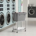 thumbnail image 4 of Laundry Cart with Wheels, Rolling Laundry Hamper with Removable Bag and Shelf, Metal Frame Laundry Basket with 4 Casters and 2 Brakes, Ideal for Bedroom, Bathroom, Laundry Room, Gray, 4 of 18