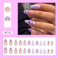 thumbnail image 2 of Set de 24 uñas postizas almendra moradas Onsdag, 2 of 7
