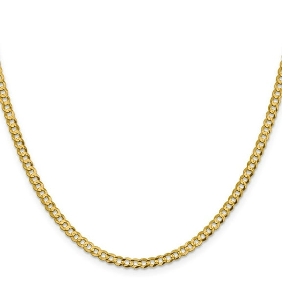 Diamond2Deal 10K Yellow Gold 3.7mm Lightweight Flat Cuban Chain Necklace for Men 24"