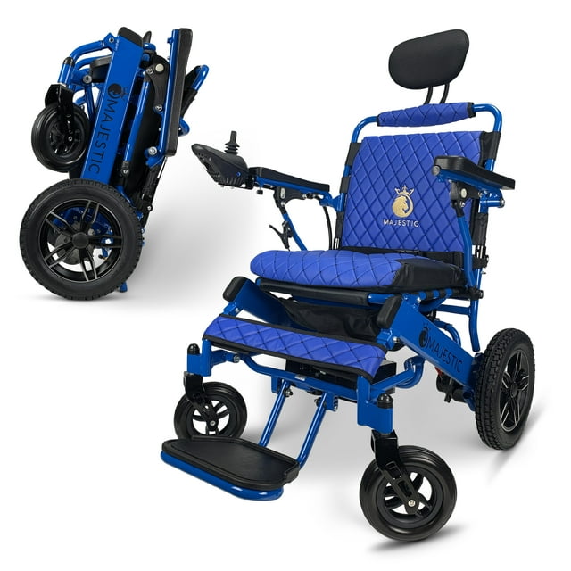 Majestic Buvan Fauteuil Roulant Électrique, Fauteuils Roulants Pliants Légers, Fauteuil Roulant Motorisé, Siège de 17,5′′ de Large, Autonomie de 16+ Miles, Poids Maximal de Charge de 310 Lb
