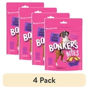 (4 pack) BONKERS Bites Beef Lovers Flavor Crunchy & Soft Treats for Dogs, 5.3oz Bag