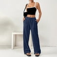thumbnail image 2 of Womens Wide Leg Pants Spring And Summer Thin Solid Pocket Casual Pull On Pants for Travel and Daily Wear Wide Leg Trousers Women, 2 of 7
