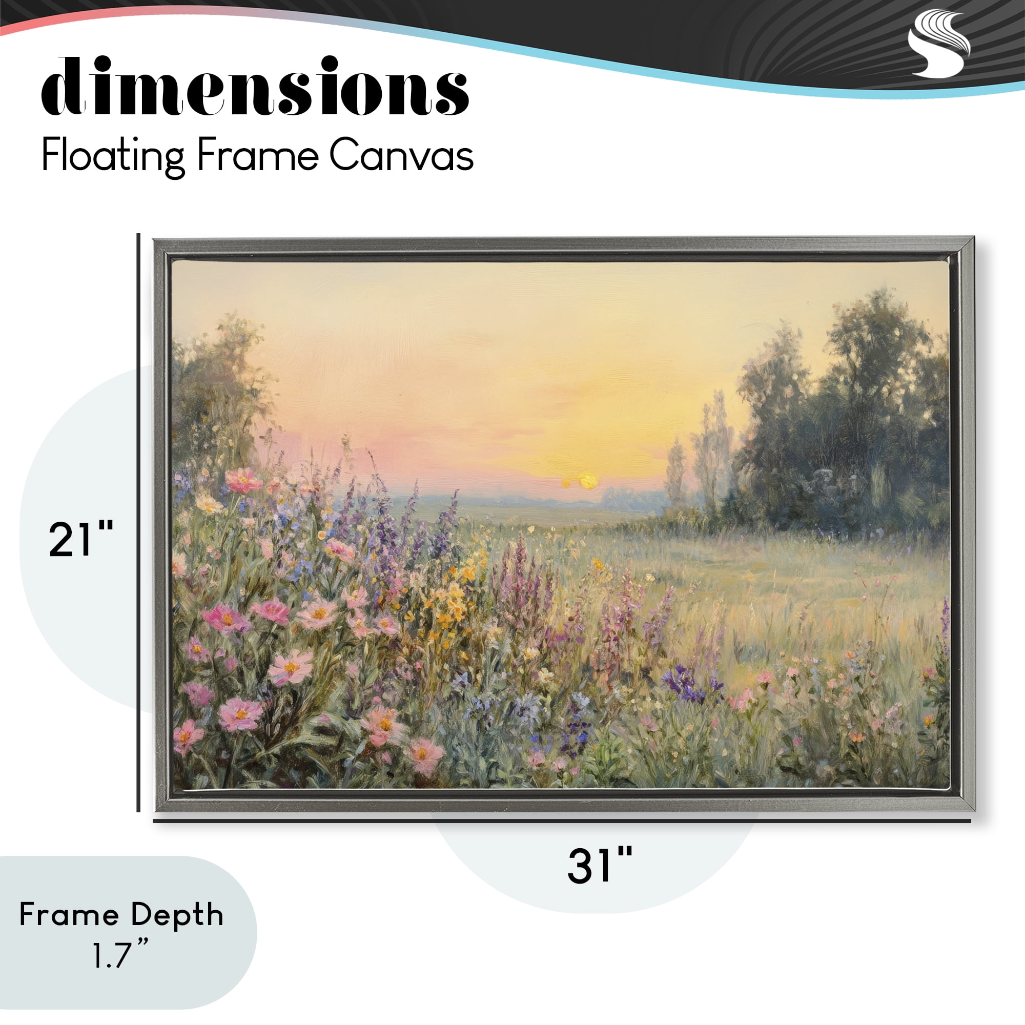 Stupell Industries Serene Twilight Meadow Gray Framed Floater Canvas Wall Art, design by Petal Prints Design