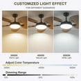 thumbnail image 5 of Kviflon 52" Tropical Ceiling Fan with LED Lights & Remote, Outdoor Palm Leaf Fan for Patios, Porch, Bedroom, Dimmable 6 Speeds, Reversible DC Motor, Smart App Control - Light Brown, 5 of 15
