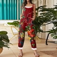 thumbnail image 6 of JULMCOMO 4th of July Jumpsuits for Women 250th Year Cotton Linen Spaghetti Straps Plus Size Red White Blue Overalls Stars Stripes Wide Leg Sleeveless Patriotic Rompers with Pockets Deep Red S, 6 of 6