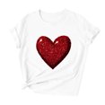 thumbnail image 2 of VKOYWKM Valentine's T-Shirts Women Cute Heart Print Short Sleeve Top Crew Neck Loose Fit Spring T Shirts Romantic Valentines Day Shirts, 2 of 6
