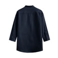 thumbnail image 4 of FRSASU Button Down Shirt for Men 3/4 Sleeve Casual Tops Solid Color Pocket Stand-up Collar Blouse Shirt Navy XXL, 4 of 4