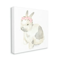 Stupell Industries Sleepy Floral Crown Bunny Illustration Nursery Animal Canvas Wall Art, 30 x 30, Design by Daphne Polselli