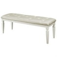 thumbnail image 3 of Lura 54 Inch Accent Bench- Button Tufted Foam Faux Leather- White Wood, 3 of 6