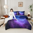 thumbnail image 4 of jejeloiu Universe Starry Night Twin Comforter Sets,Gradient Purple Blue Bedding Set For Girls Teens 2 Pieces, 4 of 8