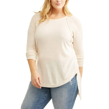 Poof Junior Plus Extreme High Low Hem Sweater