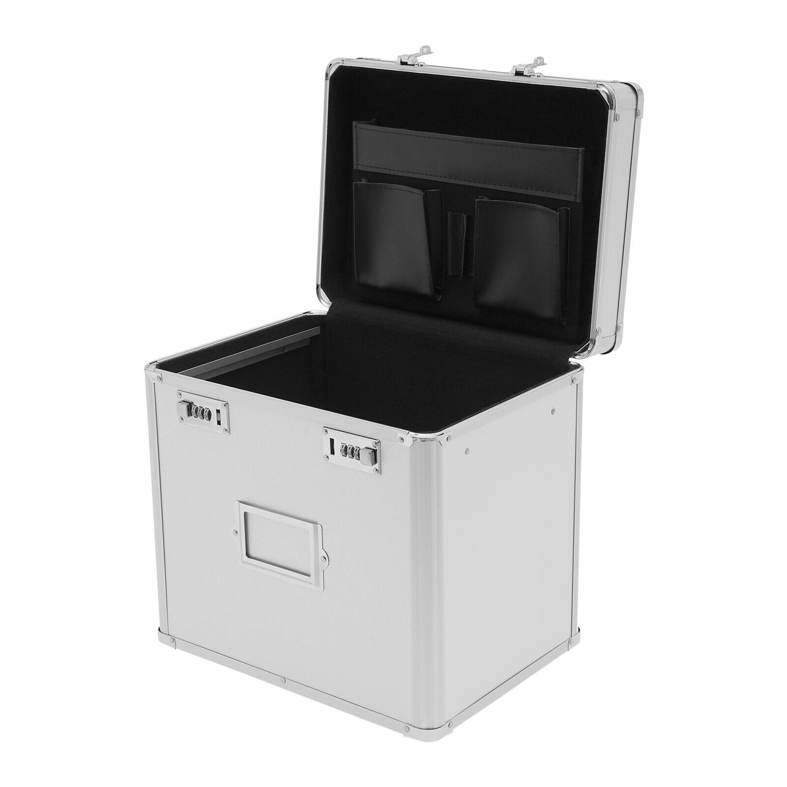 Locking File Storage Box,Fireproof Document Box,Letter/Legal File Storage Organizer Box,Large Portable Home Office Filing Cabinet for Hanging Folders,Silver