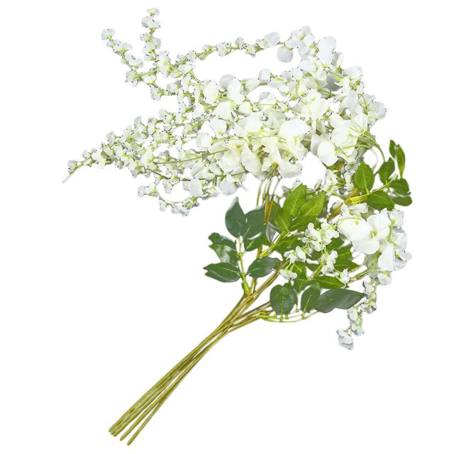 Vidrio de glicina de seda artificial, flor colgante de ratán para decoración de bodas, 6 piezas (blanco)