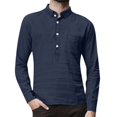 thumbnail image 3 of LYXSSBYX Men's Performance Long Sleeve Shirt Moisture Wicking Crew T-Shirt Baggy Cotton Linen Solid Pocket Turn-down Collar Tops, 3 of 8