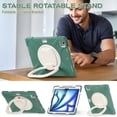 thumbnail image 3 of For iPad Air 13 inch M3 2025/M2 2024 Case, 360 Rotatable Handle Stand, Shoulder Strap, Drop-Proof Design, Emerald Green, 3 of 7