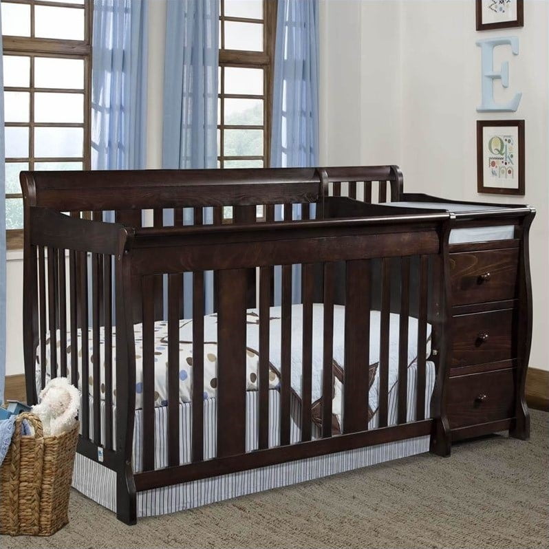 Kingfisher Lane 4 In 1 Convertible Crib And Changer Espresso