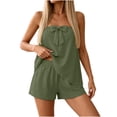 thumbnail image 2 of Women's Fashion Solid Color Bandeau Irregular Top Elastic Waist Shorts Set, 2 of 9