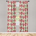thumbnail image 3 of Ambesonne Floral Curtains, Flowers Valentine's Day Plot, Pair of 28"x84", Dark Coral and Fern Green, 3 of 5