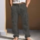 thumbnail image 1 of Ceisia Men's Cotton-Linen Blend Loose Straight Leg Cargo Pants with Multi Pockets Dark Gray XL Gifts, 1 of 9