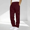 thumbnail image 2 of Dresfit Men's Baggy Pants Big and Tall Wide Leg Sweatpants Straight Leg Drawstring Yoga Trousers with Zipper Pockets Spring Solid Lightweight Open Bottom Sweat Pants Wine XL, 2 of 5