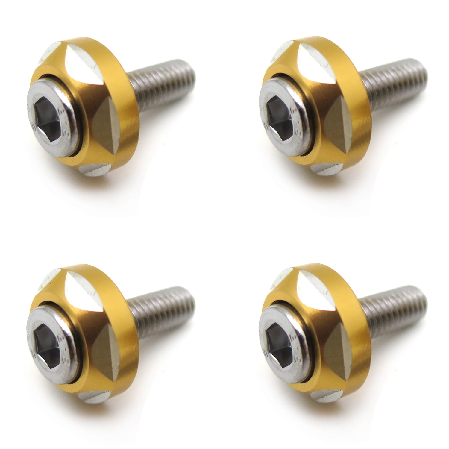 HTTMT 4Pcs 6mm Thread Dia Aluminum Alloy Decorative License Plate Bolt