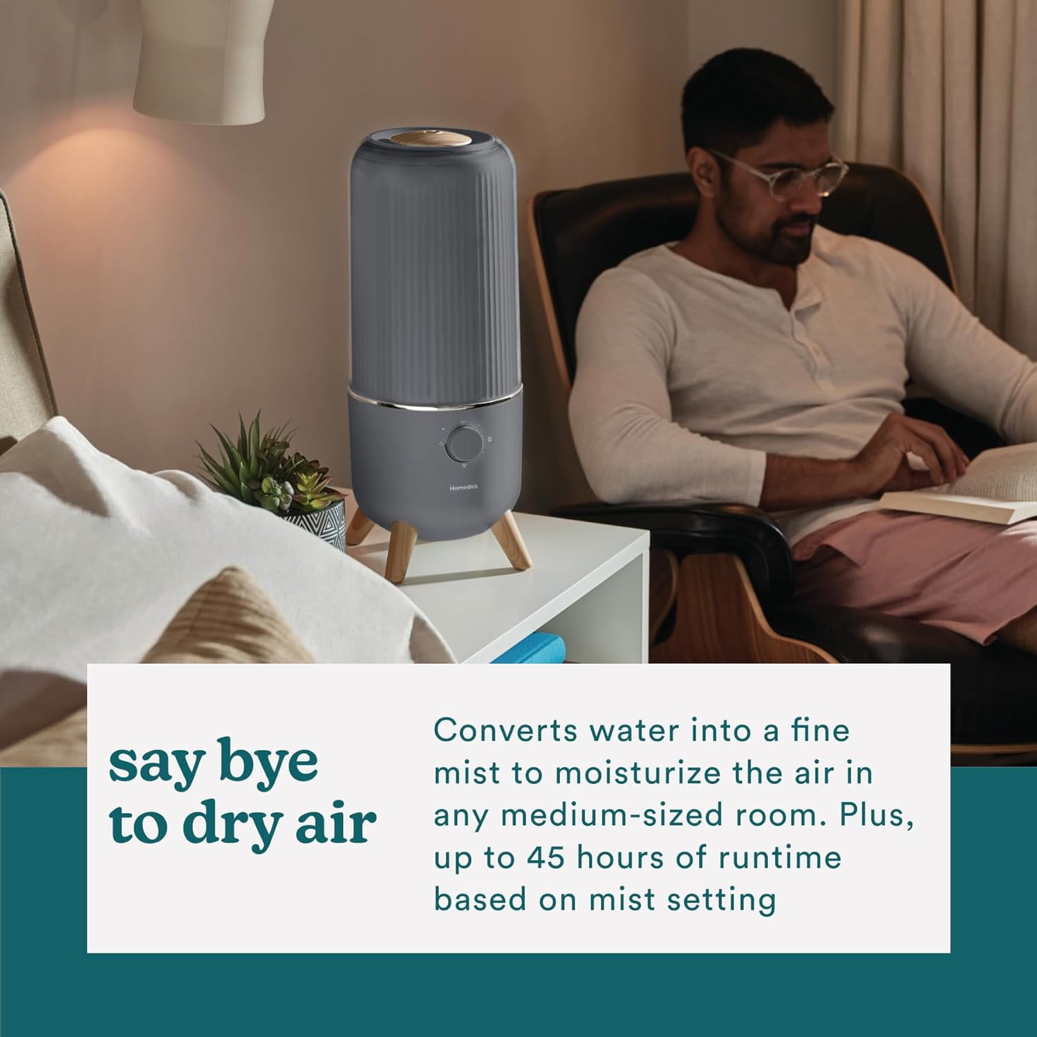 Ultrasonic Humidifier with 45-Hour Runtime and Visible Cool Mist for Bedrooms
