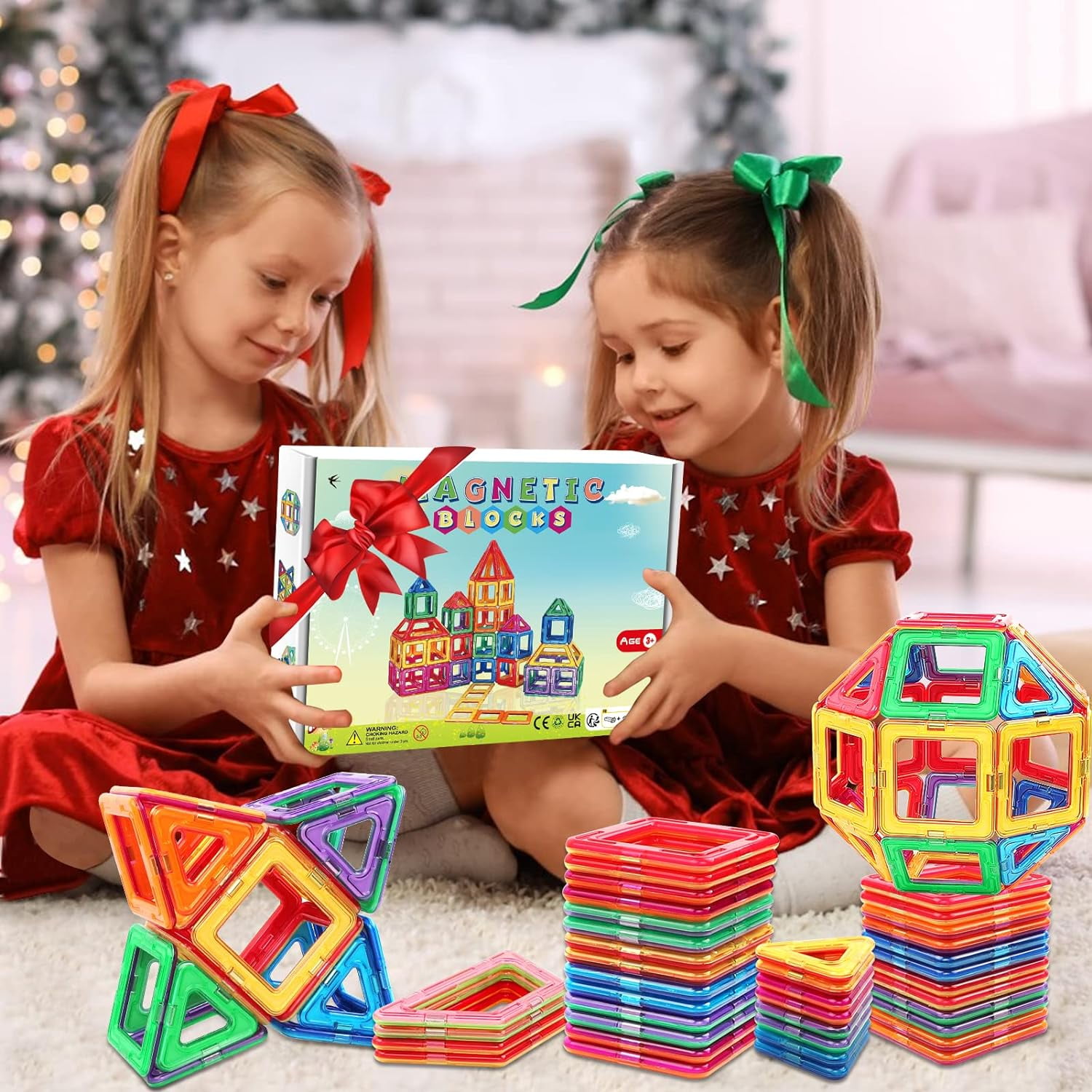 30 PCS Magnetic Tiles Large Size Building Blocks Construction Toys for Boys & Girls STEM Learning Educational Toy for Above 3 Years Old Boys and Girls,Christmas Birthday Gift Toys