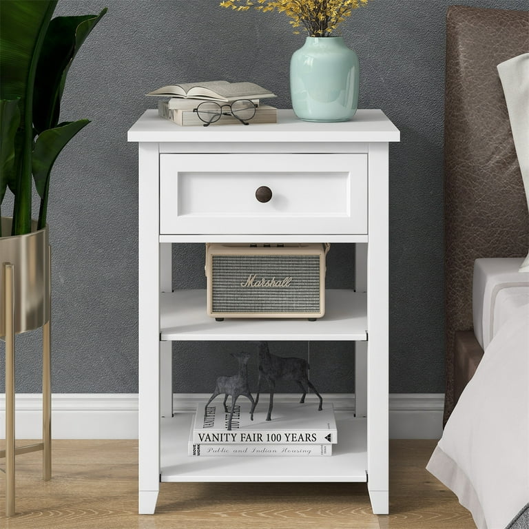 HAYOFAMY 3-Tier End Table Nightstand White, Narrow Side Table with, Bathroom