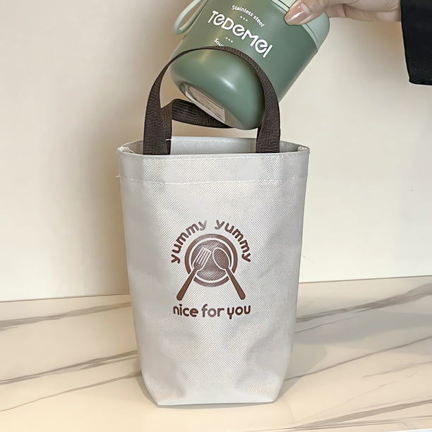 Bolsa Isotérmica para Tazas, Bolsa para El Almuerzo, Bolsa para El Almuerzo de Estudiantes, Bolsa Portátil para Picnic, Bolsa de Tela con Cordón, Bolsa Portátil para Tazas de Sopa