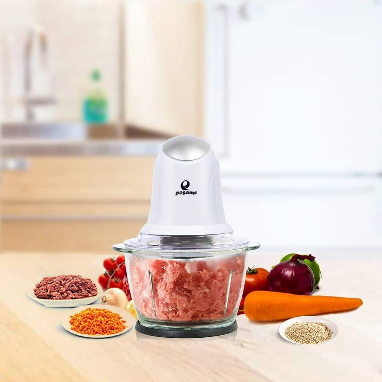 POSAME Mini Food Processor Meat Grinders Electric,Small Kitchen Food  Chopper Vegetable Fruit Cutter Onion Slicer Dicer, Blender and Mincer, with  4-Cup Glass Bowl-Black 
