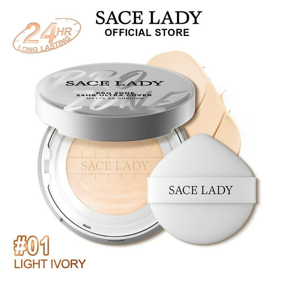 SACE LADY Oil Control BB Cushion Foundatiaon Long Lasting Full Coverrage Natural Foundation With SPF 30 Waterproof Face Makeup 0.35Oz