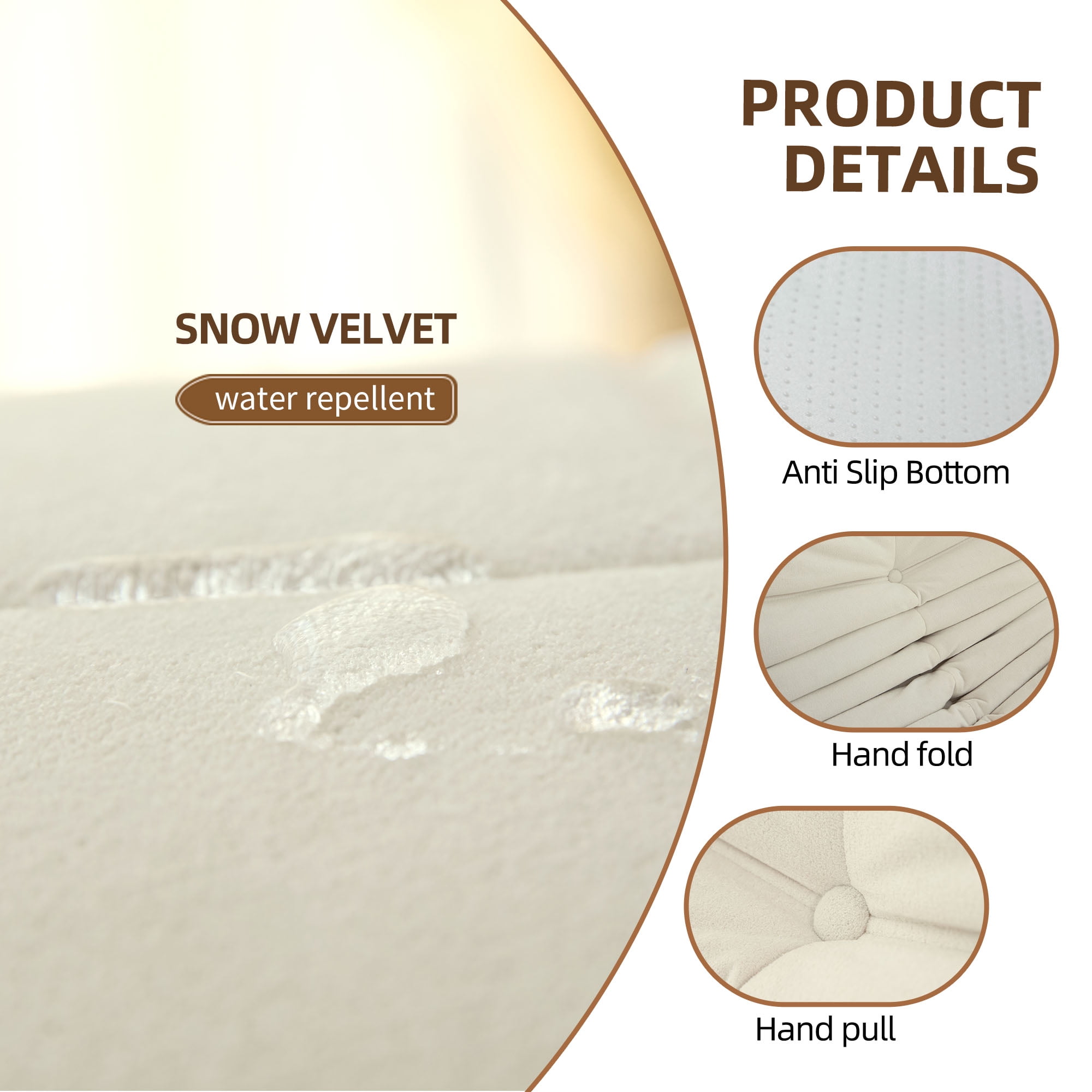 Bean Bag Chairs, Memory Foam Bean Bag Chair for Adults Velvet Lazy Sofa Chair lounger for Living Room, White