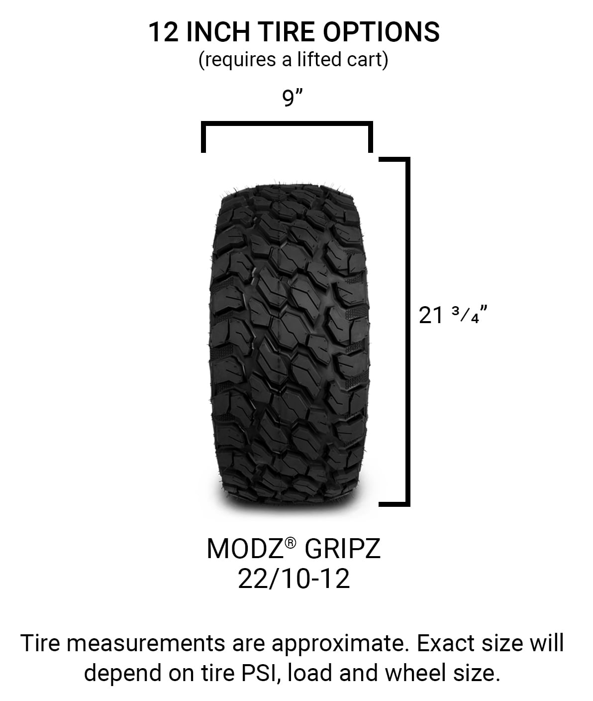 MODZ Gripz 22x1012 All Terrain Golf Cart Tire