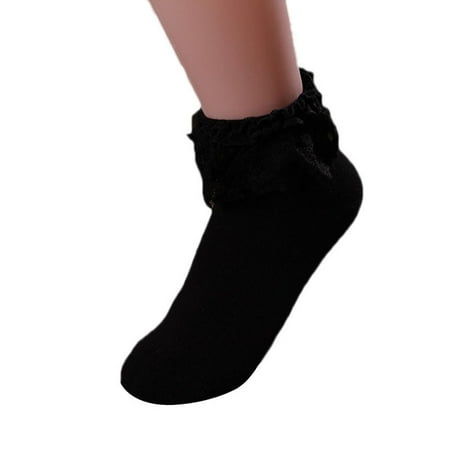 

Zzwxwb Socks For Women&Men Women Vintage Lace Ruffle Frilly Ankle Socks Princess Girl Cotton Socks Bk Black