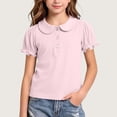 thumbnail image 2 of Odeerbi Camisas de Golf de Chicas Algodón Peter Pan Collar Puff Camisas de Tenis de Manga Corta, 2 of 7