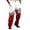 Red, variant on Festive Print Dress Trousers, Flat Front Stretch Fit, Comfortable Holiday Party Smart Casual Attire, Xmas Reindeer Snowflake Print Pants